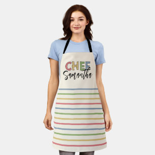 Tablier Chef Personnalisé Stripes Colorées Cute Cadeau