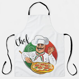 tablier chef pizzaiolo italien avec fond italien