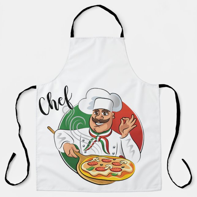 tablier chef pizzaiolo italien avec fond italien (Recto)