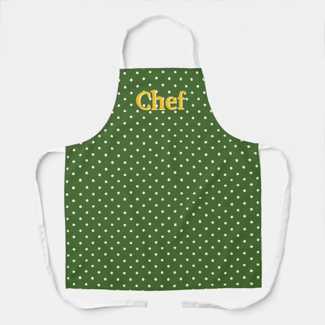 Tablier Chef Points Verts Blancs (Recto)