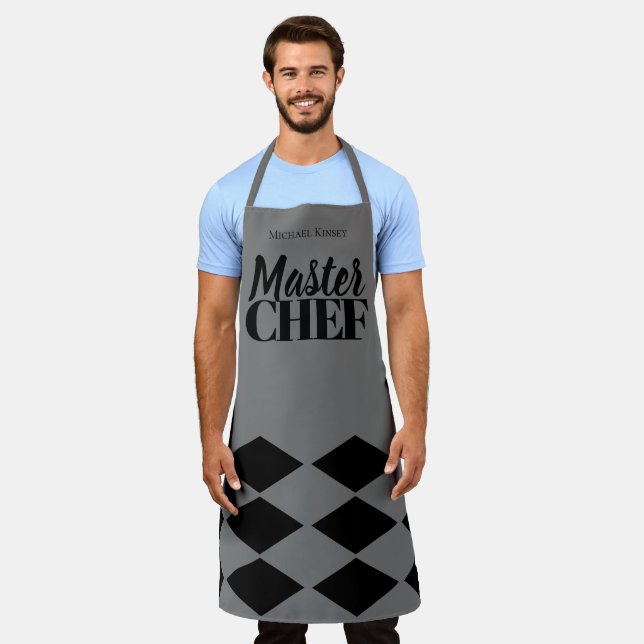 Tablier Chef principal nom du vérificateur gris noir perso (Porté)