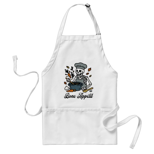 Tablier Chef squelette Halloween - Drôle de pâtisserie d'a (Devant)