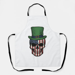 Tablier Chemise à gravure vintage de crâne patriotique irl
