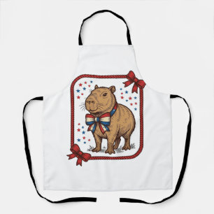 Tablier Chemise à nœud papillon capybara patriotique vinta