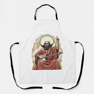 Tablier Chemise d'art vectoriel de guitariste de gravure v