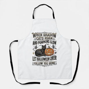 Tablier Chemise de chat noir Halloween Gravure de citrouil
