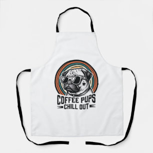 Tablier Chemise de chien de café rétro Chill Pug Graphique