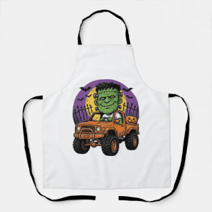 Tablier Chemise de citrouille de camion monstre Halloween 