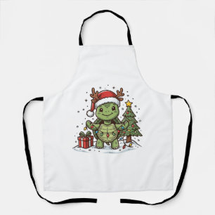 Tablier Chemise de conception de tortue de Noël mignonne g