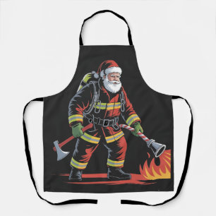 Tablier Chemise de Noël de pompier XMas Funny Père Noël