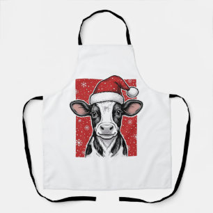 Tablier Chemise de vacances de Noël chapeau de Santa vache