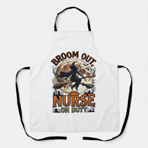 Tablier Chemise d'infirmière Halloween Dessin de balai de