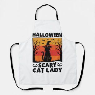 Tablier Chemise Halloween Dame de chat effrayant Gravure V