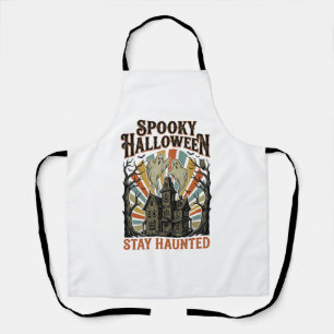 Tablier Chemise Halloween Maison Hantée avec Fantôme Vinta