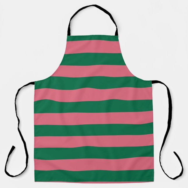 Tablier Chérie Picket Rose Vert Bande (Recto)