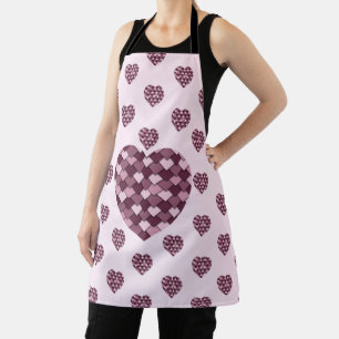 Tablier Cherry Carré rose et coeur diamant