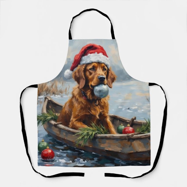 Tablier Chesapeake Bay Retriever Christmas Hunting Boat (Recto)