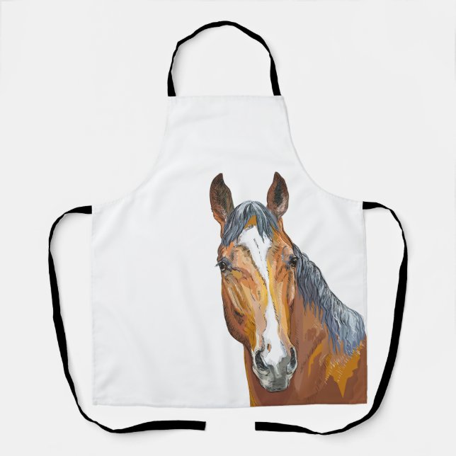 Tablier Cheval de la baie de dessin à la main (Recto)