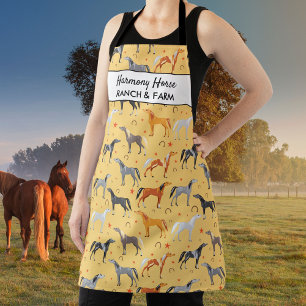 Tablier Cheval Motif et Lucky Horseshoe texte personnalis