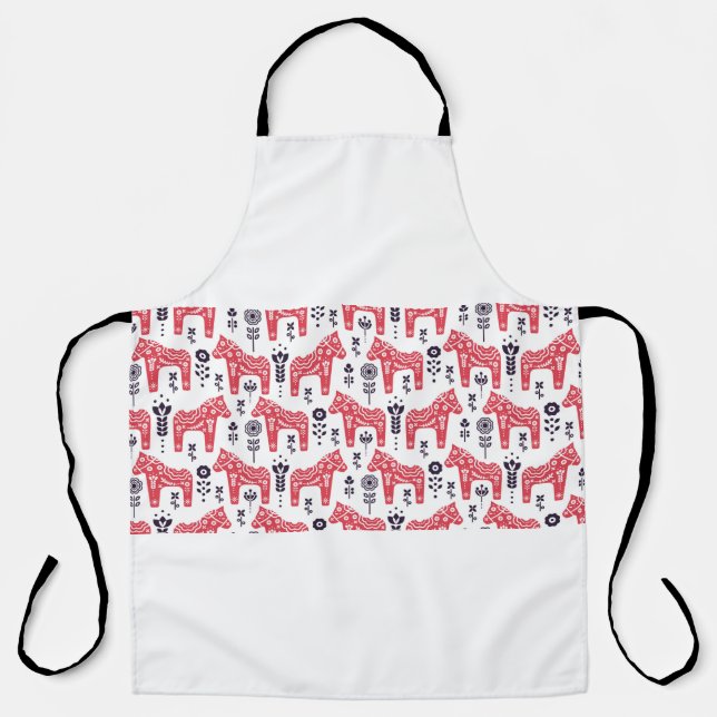 Tablier Cheval populaire suédois motif sans couture fleuri (Recto)