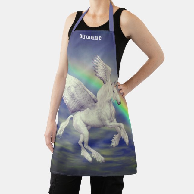 Tablier Cheval Unicorne Volant sur Rainbow Personnalisé (Insitu)