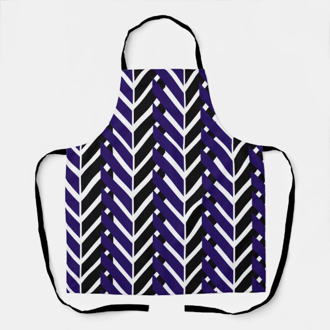 Tablier Chevron Zigzag Noir Bleu  (Recto)