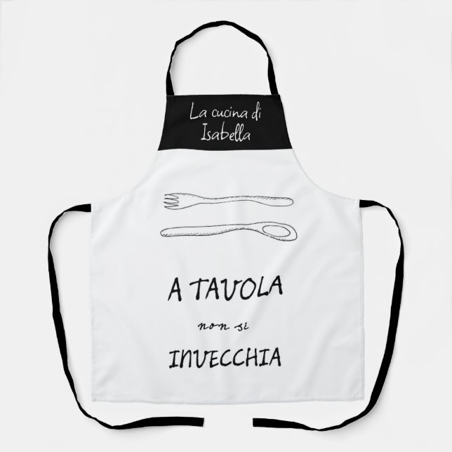 Tablier Chic cuisine italienne cuillère citation fourche (Recto)