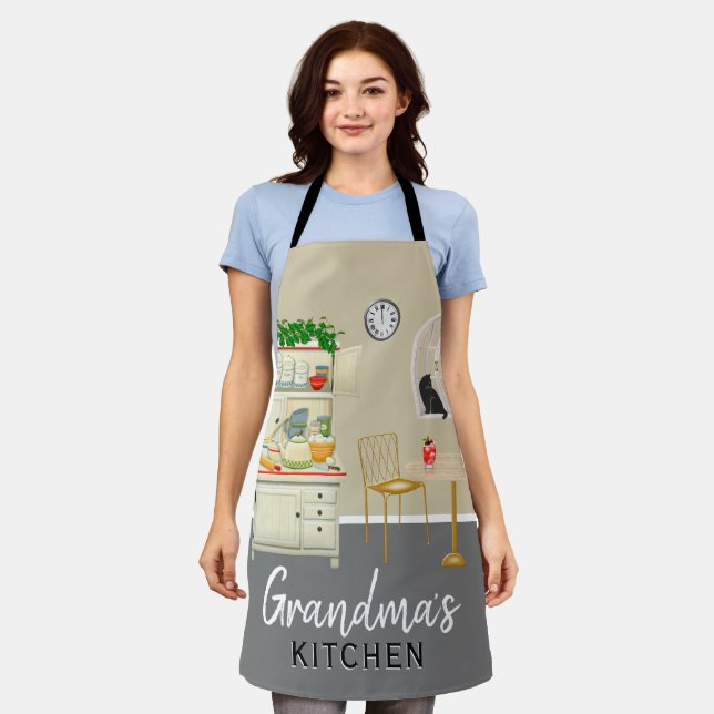 Tablier Chic et élégant "La cuisine de grand-mère" (Porté)