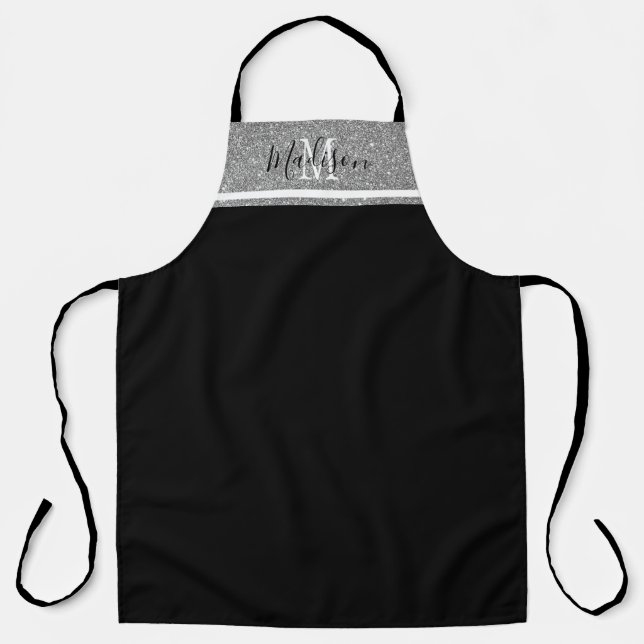 Tablier Chic Girl Black Silver Parties scintillant Nom du  (Recto)