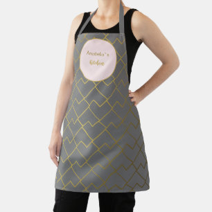 Tablier Chic moderne tendance Géométrique Golden Grey rose