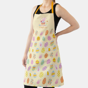 Tablier Chic Pâques Pink Bunny Jardin Oeuf Motif Jaune