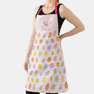 Tablier Chic Pâques Pink Bunny Motif d'oeufs de jardin