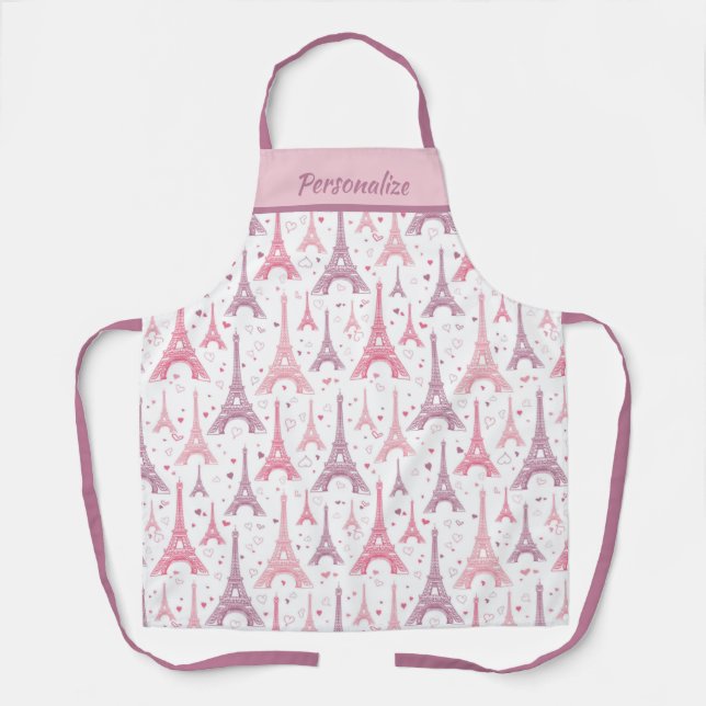 Tablier Chic Paris Eiffel Tour rose violet Design (Recto)