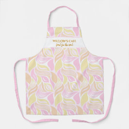 Tablier Chic Pink Leaf Motif Custom Spa Café Nom