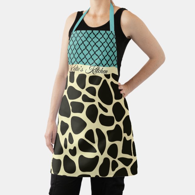 Tablier Chic Quatrefoil Giraffe Impression personnalisée (Insitu)