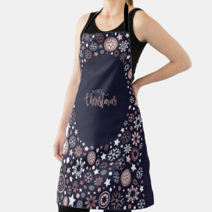 Tablier Chic rose or métal flocons d'hiver 
