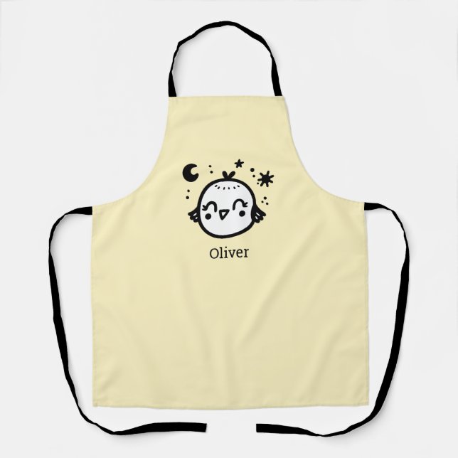 Tablier Chick gai - Kawaii Bird Line Art" (Recto)
