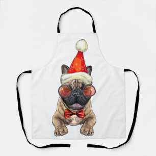 Tablier Chien à taureaux français de Noël Grande réserve d