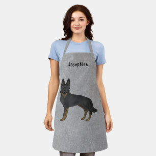 Tablier Chien Allemand Bi-Noir Et Gris De Texte Personnali
