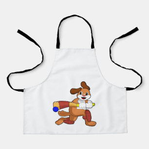 Tablier Chien au cricket avec batte de cricket