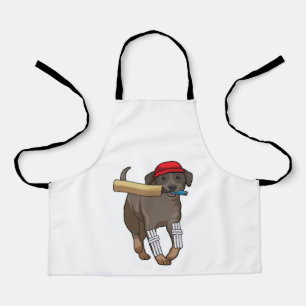 Tablier Chien au cricket avec batte de cricket