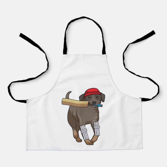 Tablier Chien au cricket avec batte de cricket (Recto)
