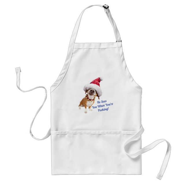 Tablier Chien avec un grand chapeau de Père Noël (Devant)