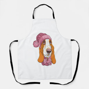 Tablier chien Basset Hound race en tricot casquette