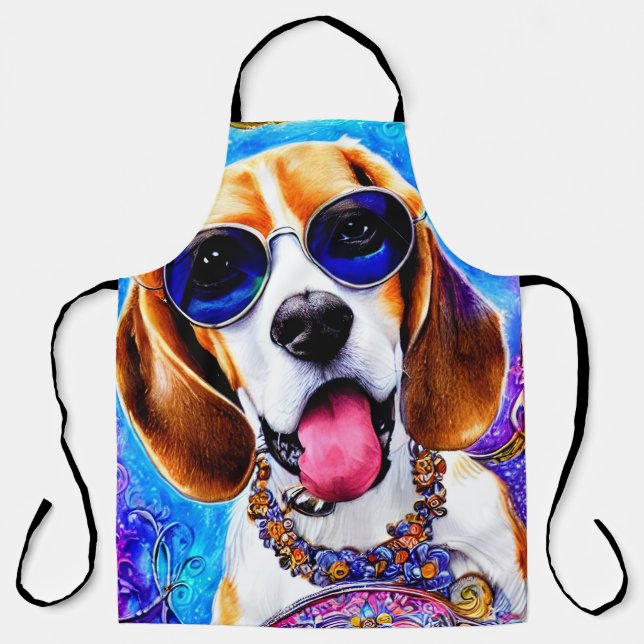 Tablier Chien Beagle fou (Recto)
