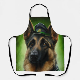 Tablier Chien berger allemand en tenue de la Saint-Patrick