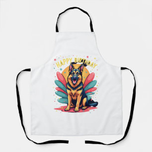 Tablier Chien Berger Allemand Joyeux Anniversaire Fête She