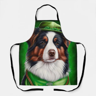 Tablier Chien berger australien en tenue de la Saint-Patri