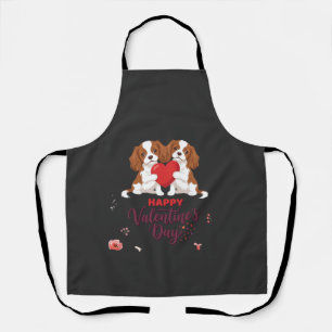 Tablier Chien Cavalier King Fleuris Joyeuse Saint-Valentin