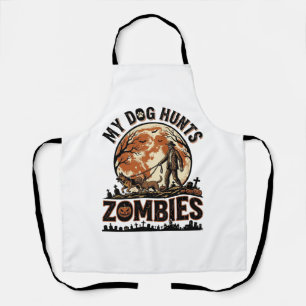 Tablier Chien chasse les zombies Conception de vecteur Hal